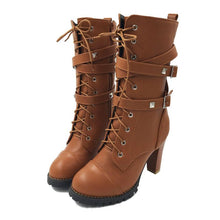 Load image into Gallery viewer, Ladies Lace Up Boots Knee High - SexyBling