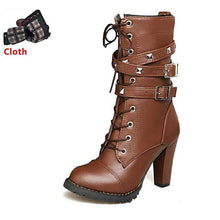 Load image into Gallery viewer, Ladies Lace Up Boots Knee High - SexyBling