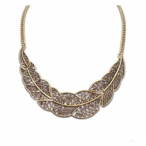 Leaf Design Collar Necklace - SexyBling