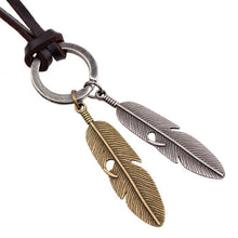Load image into Gallery viewer, Leaf Pendant With Leather Chain - SexyBling