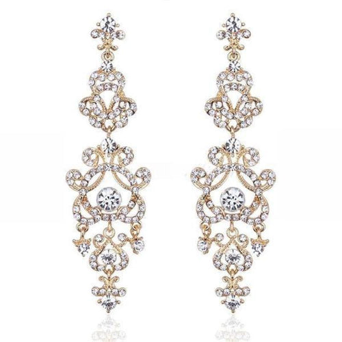 Long Crystal Chandelier Earrings - SexyBling