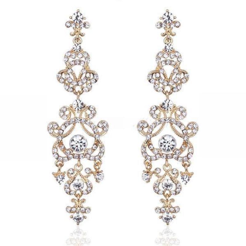Long Crystal Chandelier Earrings - SexyBling