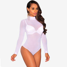 Load image into Gallery viewer, Long Sleeve High Neck Mesh Bodysuit - SexyBling
