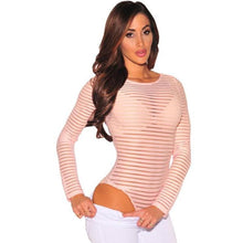 Load image into Gallery viewer, Long Sleeve High Neck Mesh Bodysuit - SexyBling