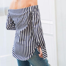Load image into Gallery viewer, Long Sleeve Off Shoulder Stripe Shirt - SexyBling