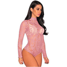 Load image into Gallery viewer, Long Sleeve See Through Lace Bodysuits - SexyBling