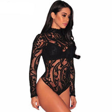 Load image into Gallery viewer, Long Sleeve See Through Lace Bodysuits - SexyBling