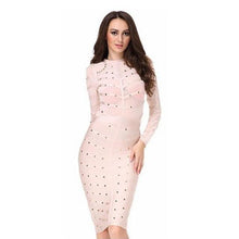 Load image into Gallery viewer, Long Sleeve Studded Bandage Dress - SexyBling