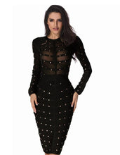 Load image into Gallery viewer, Long Sleeve Studded Bandage Dress - SexyBling