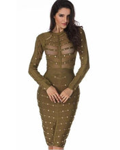 Load image into Gallery viewer, Long Sleeve Studded Bandage Dress - SexyBling