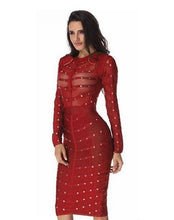 Load image into Gallery viewer, Long Sleeve Studded Bandage Dress - SexyBling