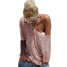 Load image into Gallery viewer, Loose Off Shoulder Sequin Blouse Top - SexyBling