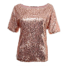 Load image into Gallery viewer, Loose Off Shoulder Sequin Blouse Top - SexyBling
