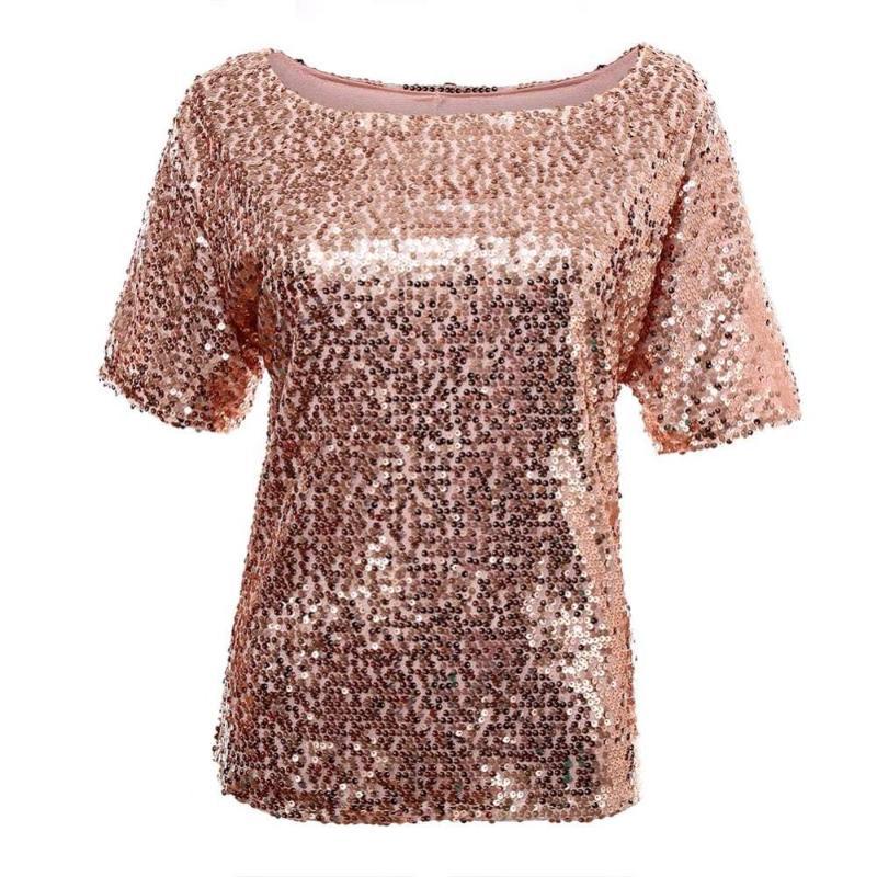 Loose Off Shoulder Sequin Blouse Top - SexyBling