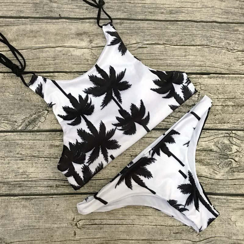 Low Waisted Halter Top Bikini Set - SexyBling