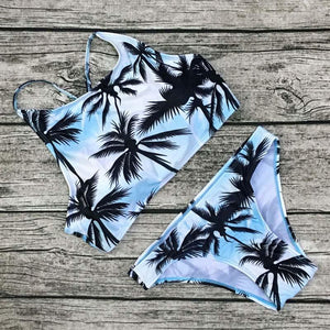 Low Waisted Halter Top Bikini Set - SexyBling