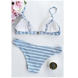 Sexy Striped Low Waisted Bikini - SexyBling