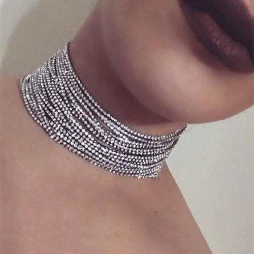 Luxury Chain Rhinestone Choker Necklace - SexyBling