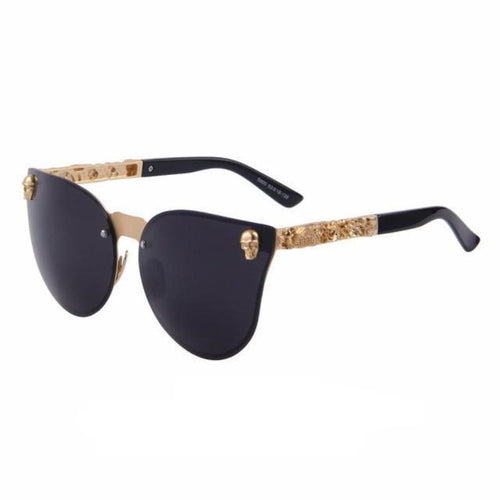 Metal Frame Sunglasses With Skulls On Side - SexyBling