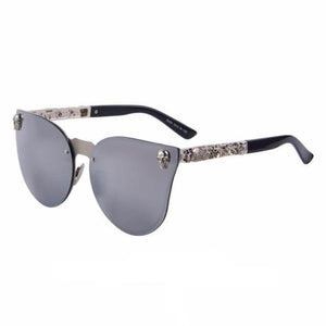 Metal Frame Sunglasses With Skulls On Side - SexyBling