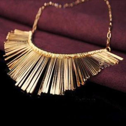 Metal Tassel Bib Necklace - SexyBling