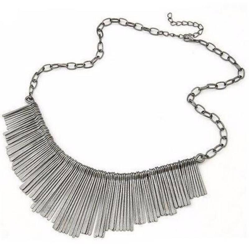 Metal Tassel Bib Necklace - SexyBling