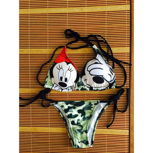 Micky Minnie Print Bikini Set - SexyBling