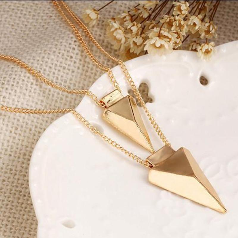 Multi Layer Metal Triangle Necklace - SexyBling