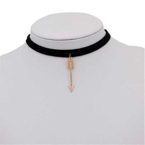 Multi layered Leather Arrow Choker Necklace - SexyBling