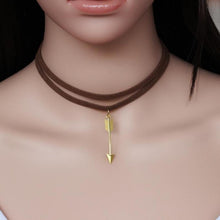 Load image into Gallery viewer, Multi layered Leather Arrow Choker Necklace - SexyBling