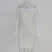 Load image into Gallery viewer, Off Shoulder Lace Bodycon Dress - SexyBling