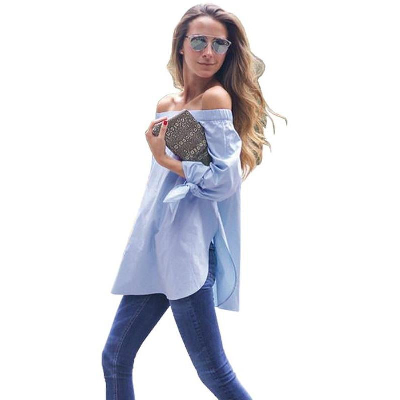 Off Shoulder Long Sleeve Blouse - SexyBling