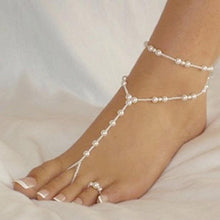 Load image into Gallery viewer, Pearl Anklet With Toe Ring Attached - SexyBling