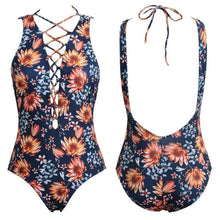 Load image into Gallery viewer, Print String Bandage Push Up One Piece Swimsuit for Women - SexyBling