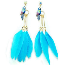 Load image into Gallery viewer, Real Feather Earrings With Bird - SexyBling