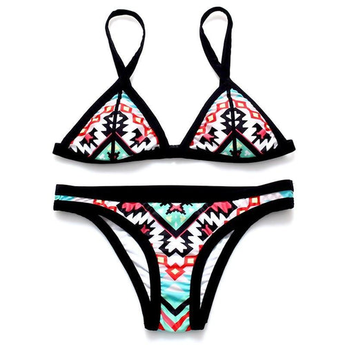 Retro Halter Bikini With Minimal Coverage Bottom - SexyBling