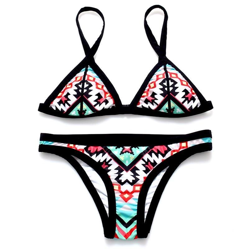 Retro Halter Bikini With Minimal Coverage Bottom - SexyBling