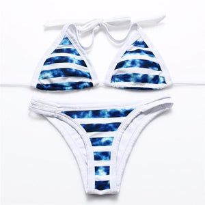Retro Halter Bikini With Minimal Coverage Bottom - SexyBling