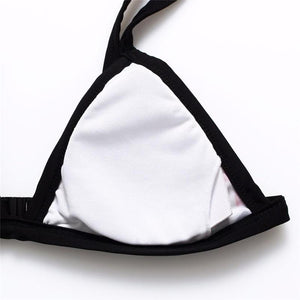 Retro Halter Bikini With Minimal Coverage Bottom - SexyBling