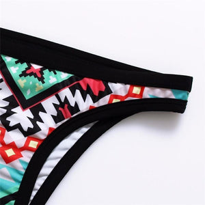 Retro Halter Bikini With Minimal Coverage Bottom - SexyBling