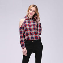 Load image into Gallery viewer, Retro Off Shoulder Plaid Top - SexyBling