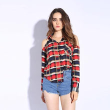 Load image into Gallery viewer, Retro Off Shoulder Plaid Top - SexyBling