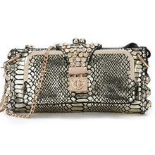 Load image into Gallery viewer, Rhinestone Stud Crocodile Clutch