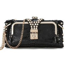 Load image into Gallery viewer, Rhinestone Stud Crocodile Clutch