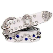 Load image into Gallery viewer, Rhinestone Stud Leather Bling Belt - SexyBling