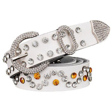 Load image into Gallery viewer, Rhinestone Stud Leather Bling Belt - SexyBling