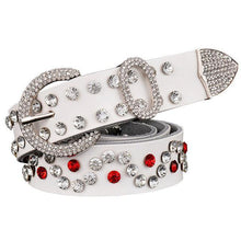 Load image into Gallery viewer, Rhinestone Stud Leather Bling Belt - SexyBling