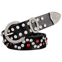 Load image into Gallery viewer, Rhinestone Stud Leather Bling Belt - SexyBling