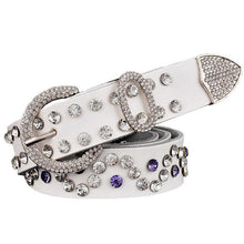 Load image into Gallery viewer, Rhinestone Stud Leather Bling Belt - SexyBling