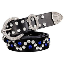 Load image into Gallery viewer, Rhinestone Stud Leather Bling Belt - SexyBling